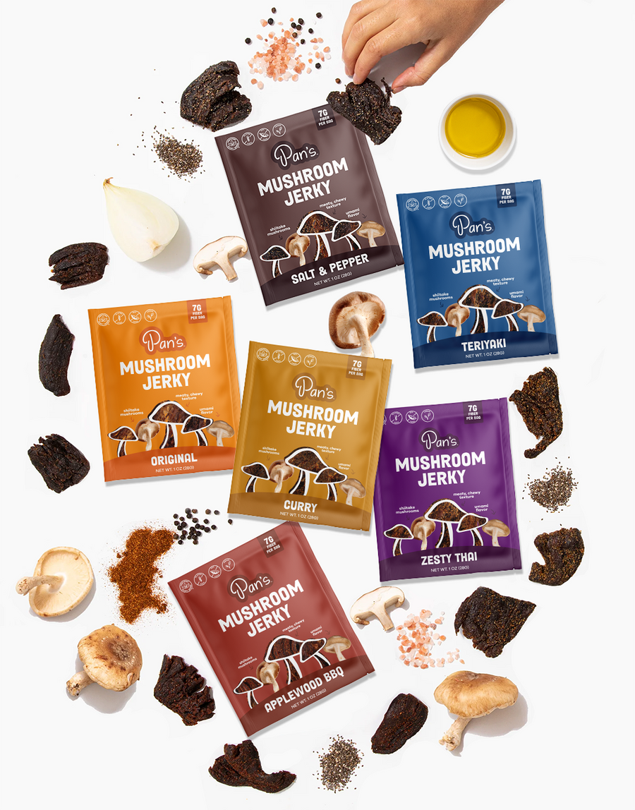 Pan's Mushroom Jerky Single Serve Sampler Pack H7